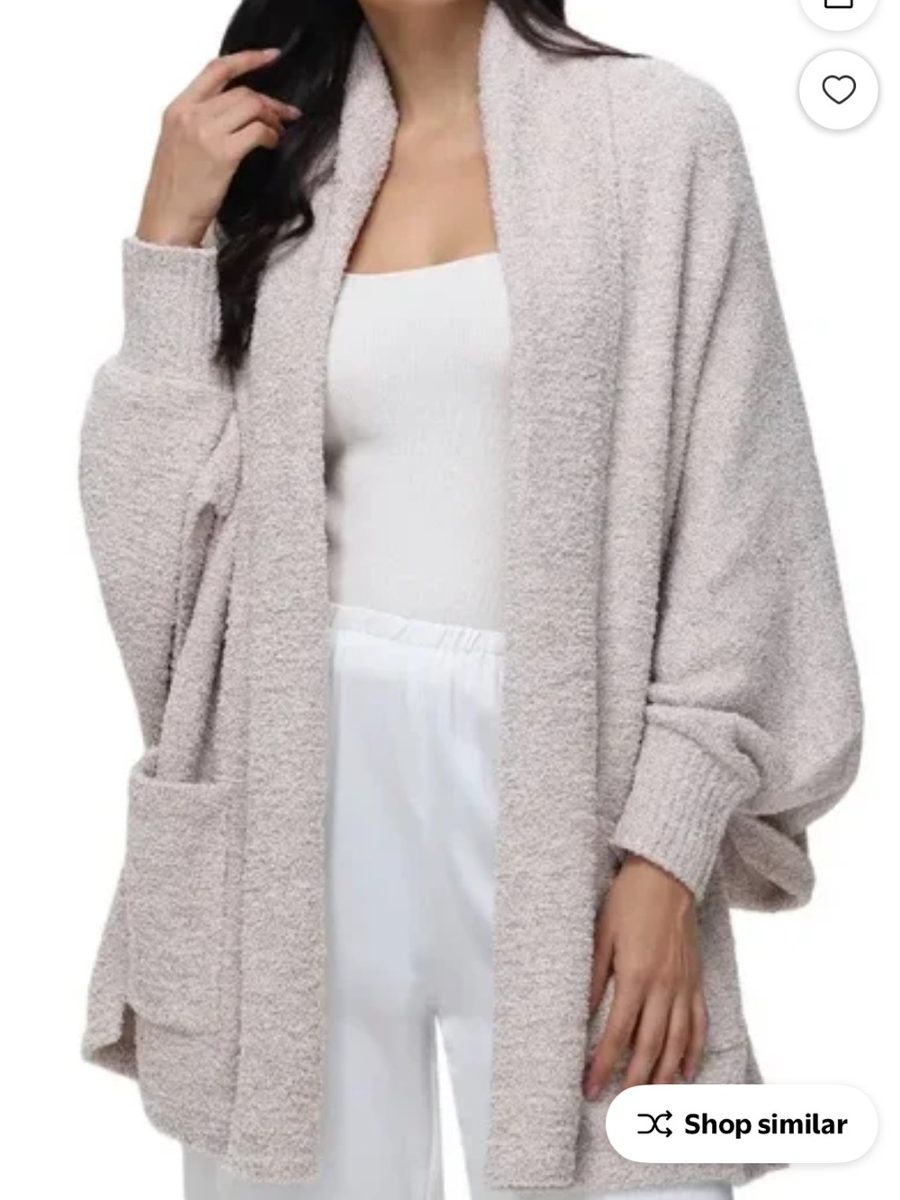 NWT 525 America Cozy Open-Front Boucle Cardigan Sweater - Light Beige
